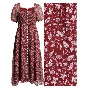 Madewell Smocked Button Front Midi Dress